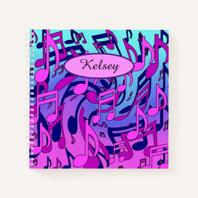Beautiful Music Musical Notes Lively Upbeat Artsy  Notebook (Front)