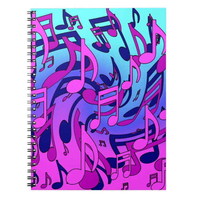 Beautiful Music Musical Notes Lively Upbeat Artsy Notebook (Front)