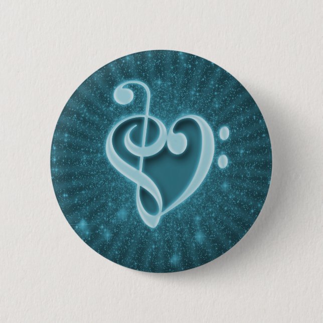 Beautiful music notes put together as a heart 6 cm round badge (Front)