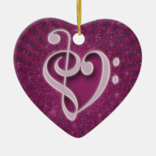Beautiful music notes put together as a heart ceramic tree decoration