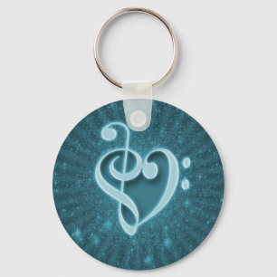 Beautiful music notes put together as a heart key ring