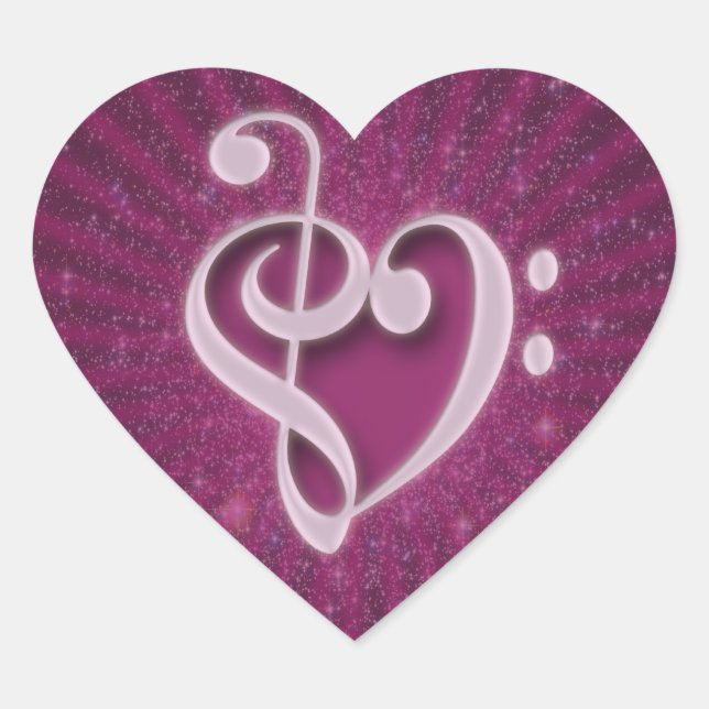 Beautiful music notes put together as a heart sticker (Front)