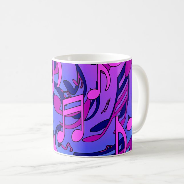 Beautiful Music Pink Purple Blue Lively Pattern Coffee Mug (Front Right)