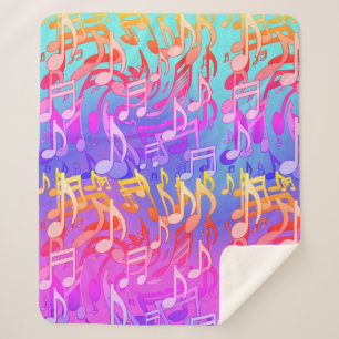 Beautiful Music Swirling Musical Notes Colourful Sherpa Blanket