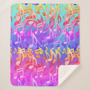 Beautiful Music Swirling Musical Notes Colourful Sherpa Blanket