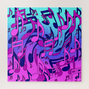 Beautiful Music Swirly Musical Notes Colorful Art Jigsaw Puzzle