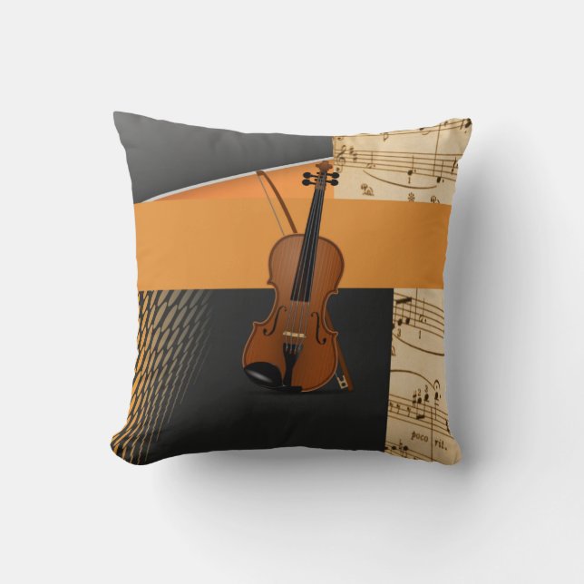Beautiful musical abstract violin design cushion (Front)