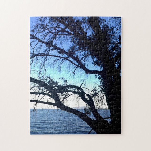 Beautiful Mystic Old Tree Ocean Beach Scene Photo Jigsaw Puzzle (Vertical)