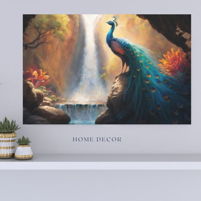 Beautiful Mystical Colourful Blue Peacock in Fores Canvas Print (Creator Uploaded)
