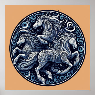 "Beautiful Mystical Horses" 12 Poster