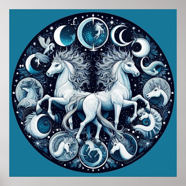 "Beautiful Mystical Horses" 15  Poster (Front)