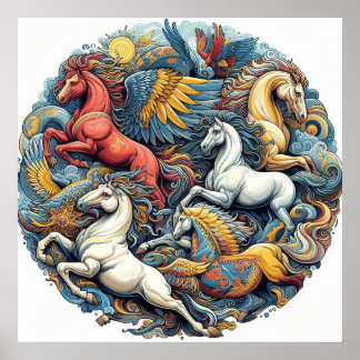 "Beautiful Mystical Horses" 24 Poster