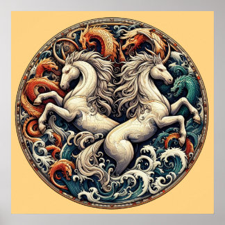 "Beautiful Mystical Horses" 47 V2 Poster