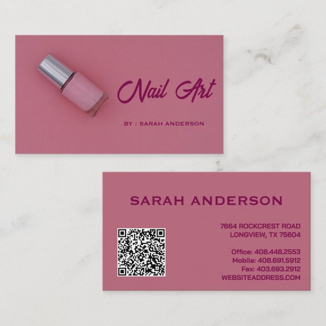 beautiful Nail Artist Contact Card (Front/Back)