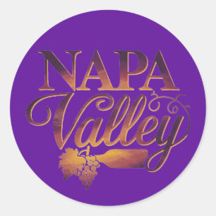 Beautiful Napa Valley Wine and Grape Classic Round Sticker