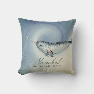 Beautiful Narwhal Whale, Monodon Monoceros Cushion