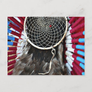 Beautiful Native American Dream Catcher Red Blue Postcard