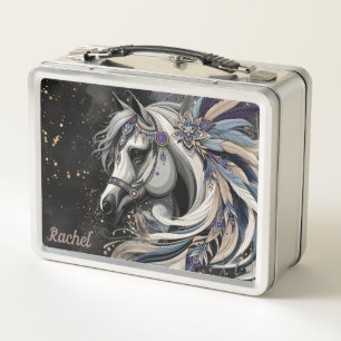 Beautiful Native American Horse Metal Lunch Box