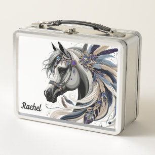 Beautiful Native American Horse Metal Lunch Box