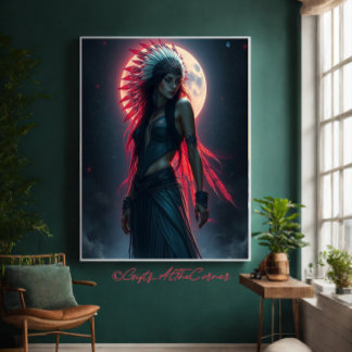 Beautiful Native American Woman Celestial Canvas Print