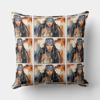 Beautiful Native American Woman Cushion