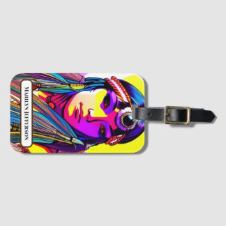 Beautiful Native American Woman. Editable name. Luggage Tag