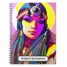 Beautiful Native American Woman. Editable name.
