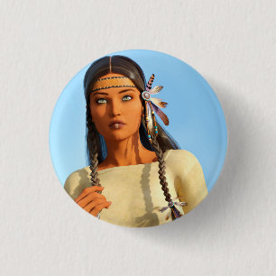 Beautiful Native American Woman Indigenous Outfit 3 Cm Round Badge