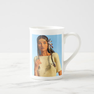 Beautiful Native American Woman Indigenous Outfit Bone China Mug