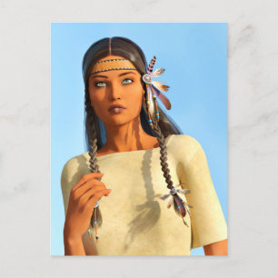 Beautiful Native American Woman Indigenous Outfit Holiday Postcard