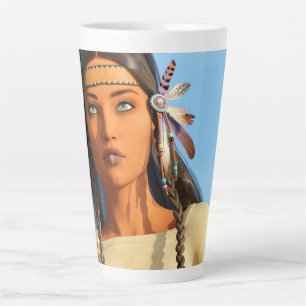 Beautiful Native American Woman Indigenous Outfit Latte Mug