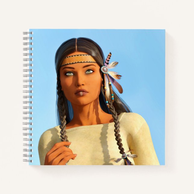 Beautiful Native American Woman Indigenous Outfit Notebook (Front)