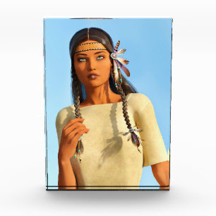 Beautiful Native American Woman Indigenous Outfit Photo Block