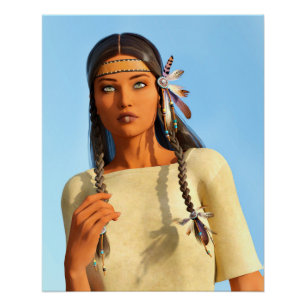 Beautiful Native American Woman Indigenous Outfit Poster