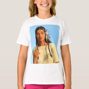 Beautiful Native American Woman Indigenous Outfit T-Shirt