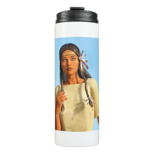 Beautiful Native American Woman Indigenous Outfit Thermal Tumbler