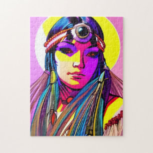Beautiful Native American Woman.  Jigsaw Puzzle