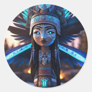 Beautiful Native Girl Classic Round Sticker