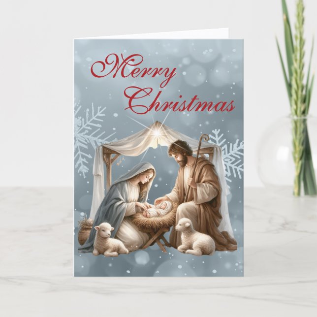 Beautiful Nativity Scene Christmas Holiday Card (Front)