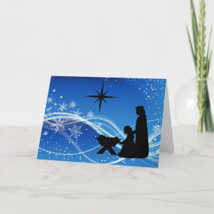 Beautiful Nativity Scene Customised Christmas Card