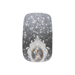 Beautiful Nativity Scene Faux Glitter Minx Nail Art