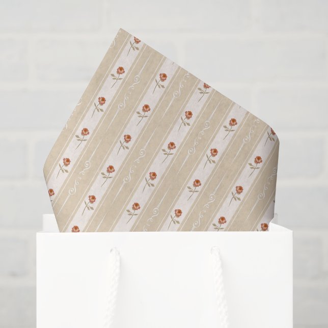 Beautiful natural beige flourish pattern decoupage tissue paper (Gift Bag)