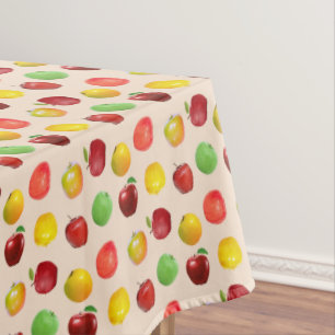 Beautiful Natural Colourful Apples on Light Beige Tablecloth