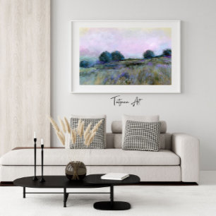 Beautiful Nature Blue Purple Meadow Landscape Art Poster