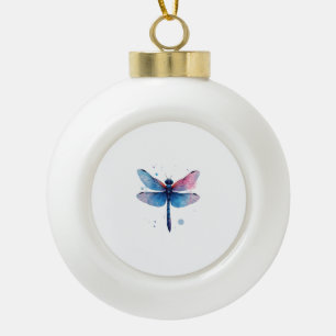 Beautiful Nature Colourful Graphic Pattern Dragonf Ceramic Ball Christmas Ornament