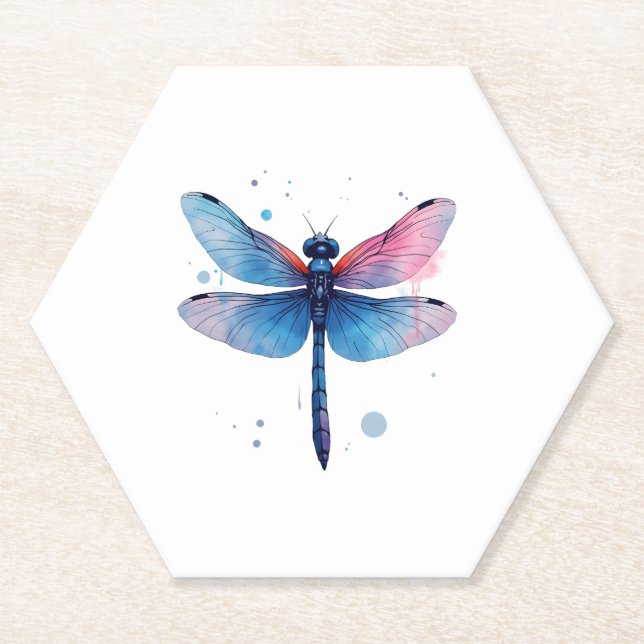 Beautiful Nature Colourful Graphic Pattern Dragonf Paper Coaster (Front)