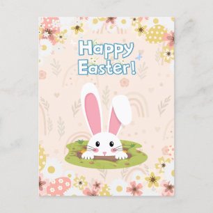 Beautiful Nature Floral Egg For Kids Happy Easter  Holiday Postcard