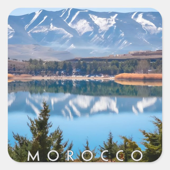 Beautiful Nature Landscape of Morocco Marrakesh  Square Sticker (Front)