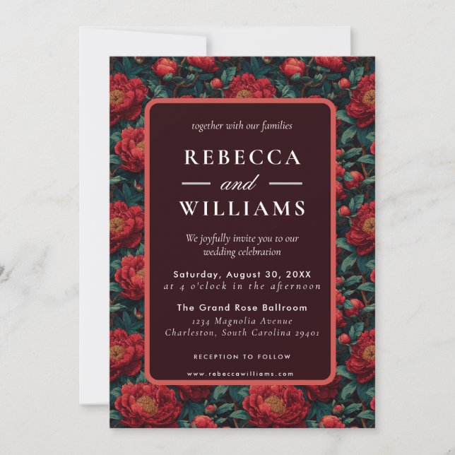 Beautiful Nature Peonies Romantic Wedding  Invitation (Front)