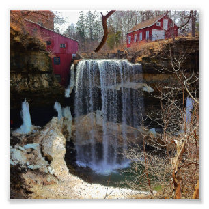 Beautiful nature waterfall scene photo print
